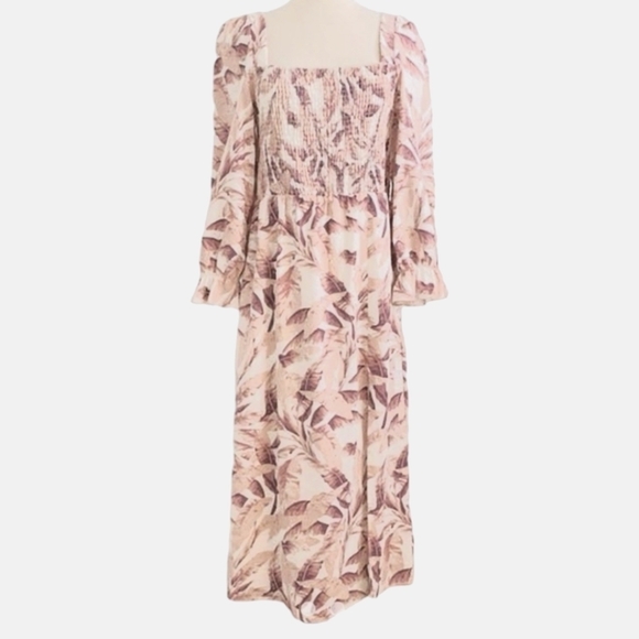 House of Harlow 1960 Sz M Tropical Floral Peasant Boho Midi Dress - Picture 2 of 15